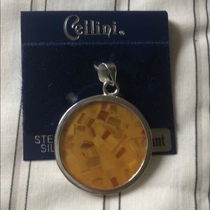 Cellini SS abalone pendant original card NEW